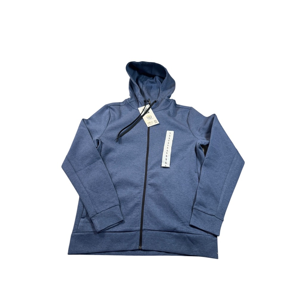 Member's Mark Mens Active Full Zip Hoodie Blue Double Knit Stretch C53538 Small